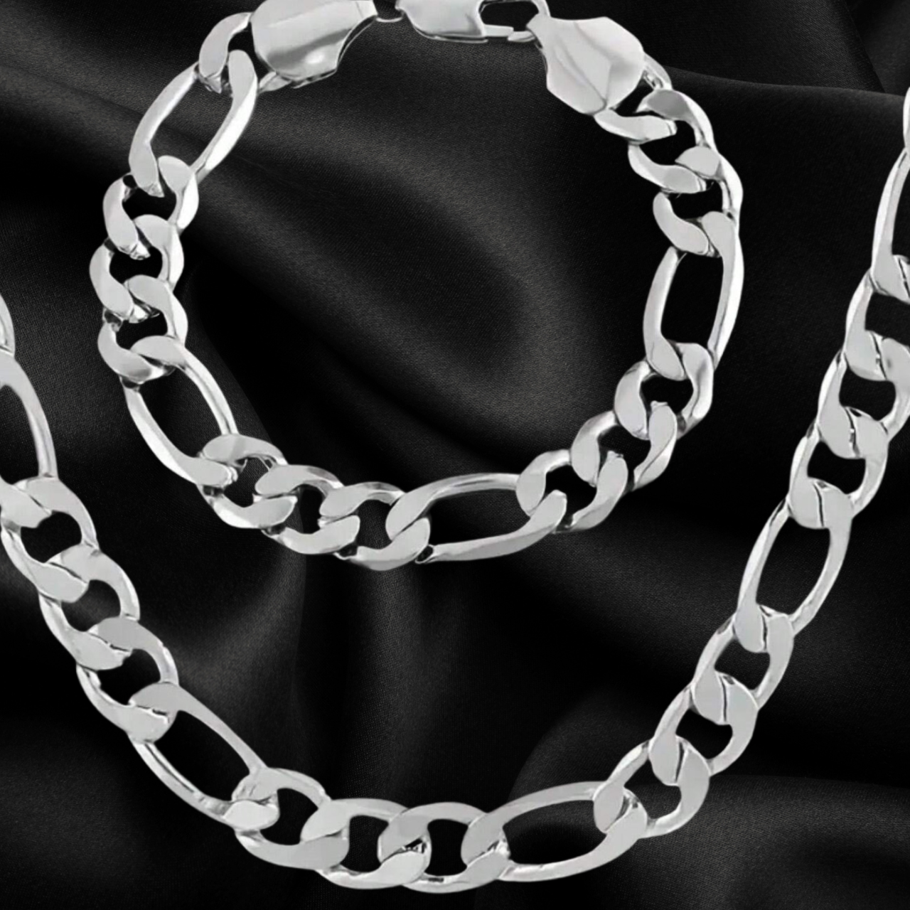 2 Piece Classic Chain Necklace & Bracelet Men's Set