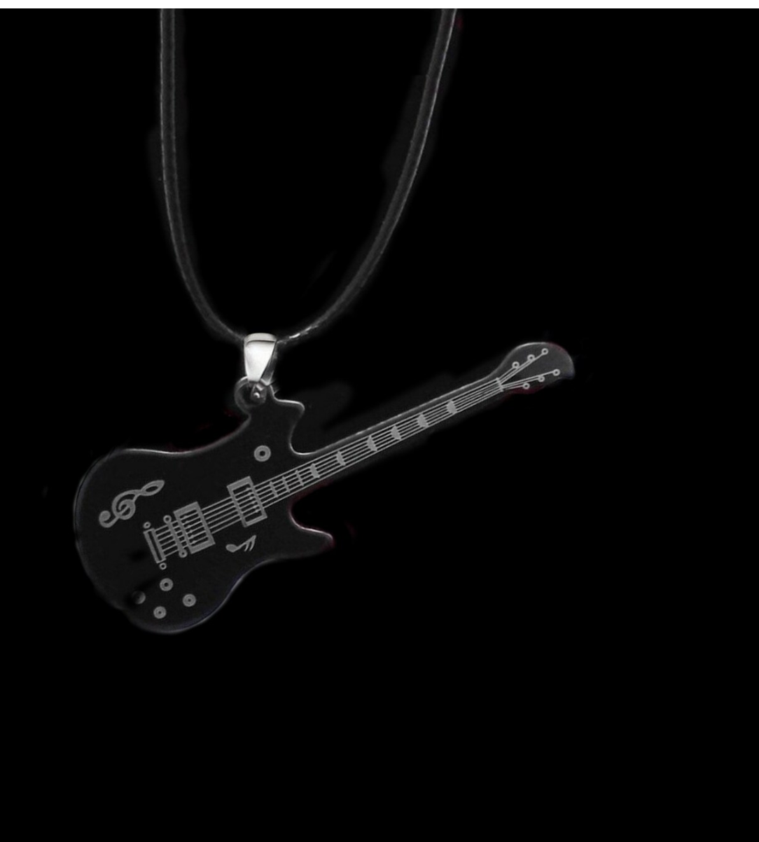 Men's electric guitar pendant necklace (Black)