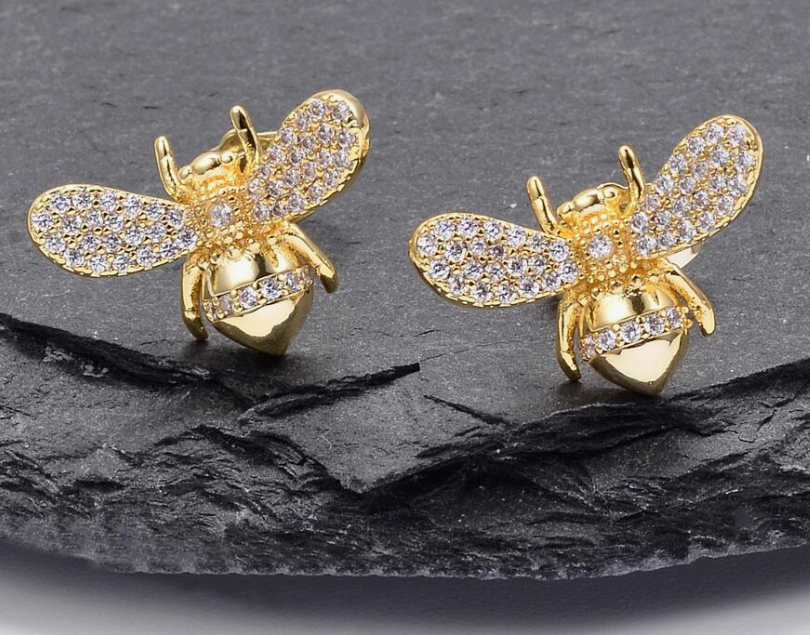Beautiful Deborah Devorah (Bee) Gold Plated Stud Earrings