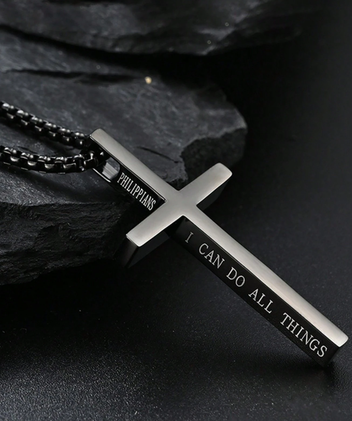Unisex Stunning Stainless Steel Engraved Phil 4:13 Necklace