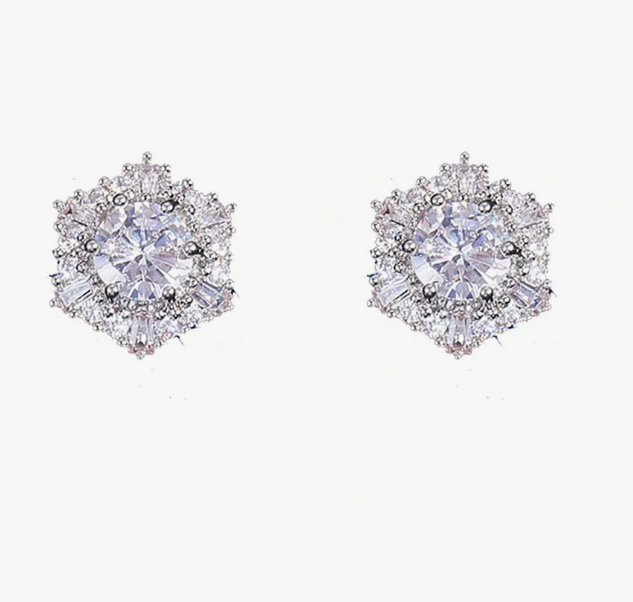 Beautiful Snowflake Shaped Stud Earrings