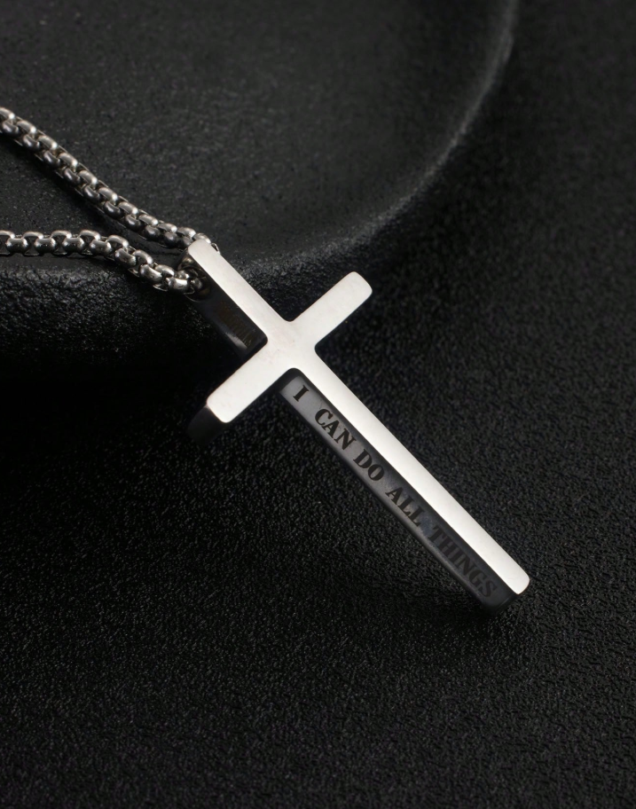 Unisex Stunning Stainless Steel Engraved Phil 4:13 Necklace