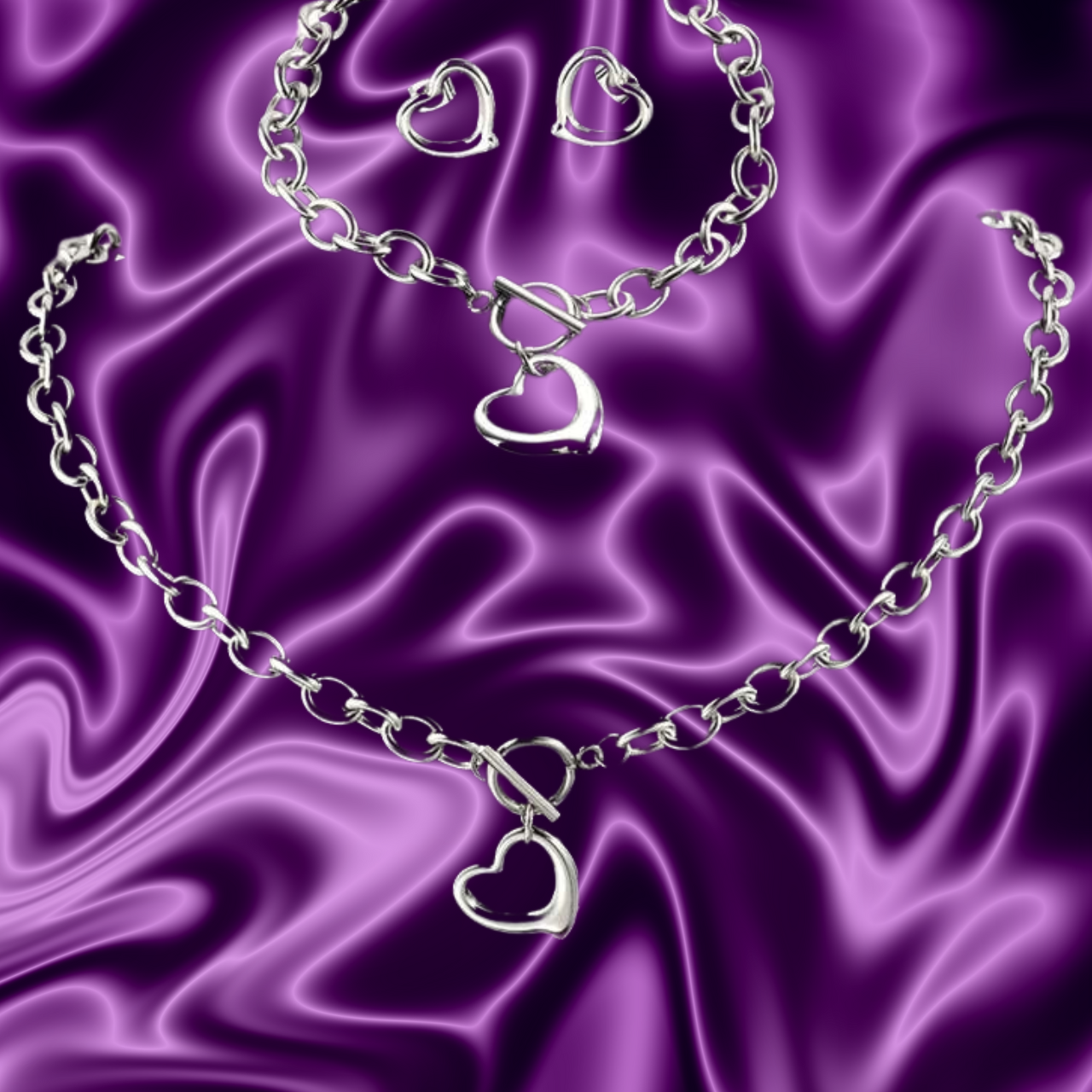 4 Pc Jewelry Heart Set
