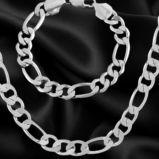 2 Piece Classic Chain Necklace & Bracelet Men's Set