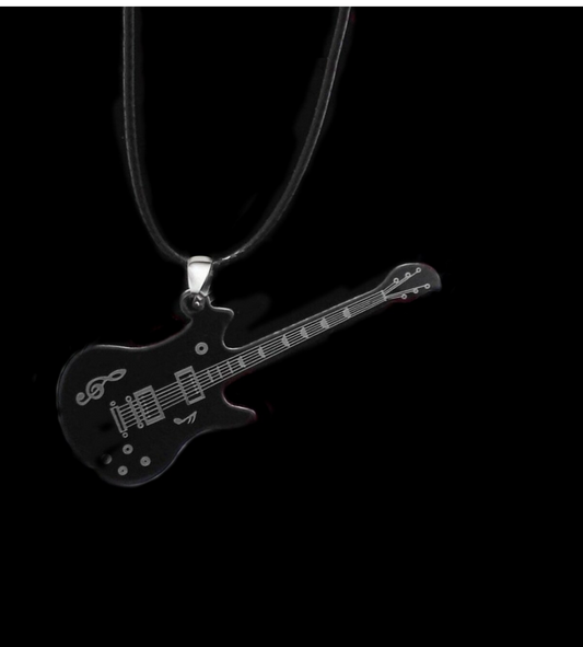 Men's electric guitar pendant necklace (Black)
