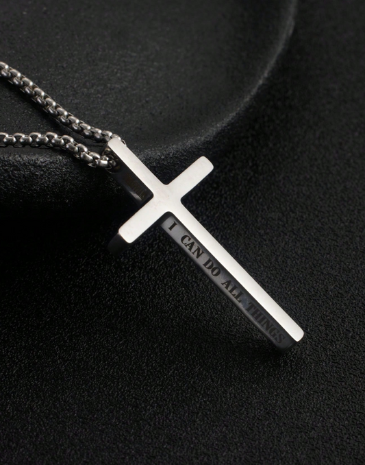 Unisex Stunning Stainless Steel Engraved Phil 4:13 Necklace