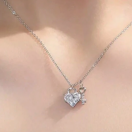 Heart Key & Lock Pendant Necklace